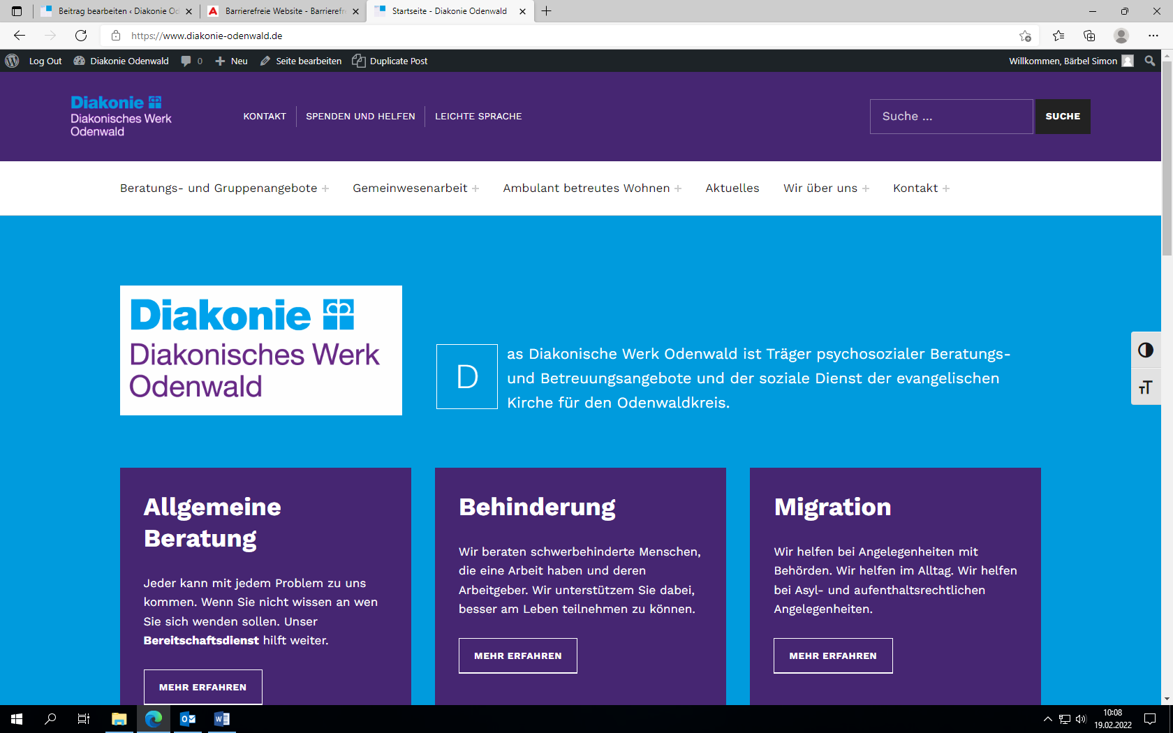 Screenshot Barrierefreie Webseite